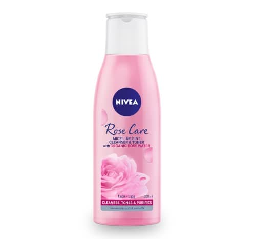 Image of NIVEA MicellAIR 2 in 1 Rose Water Cleanser (200ml) + Toner, Waterproof Makeup Remover