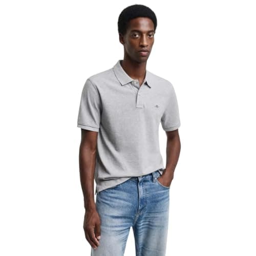 Image of GANT REG EMB Archive Shield Polo Shirt, Grey Melange, XL