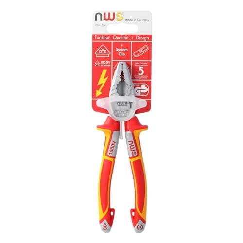 Image of NWS 109-49-VDE-180-SB VDE Number 109-49 "CombiMax Combination Pliers, Silver/Red/Yellow, 180 mm