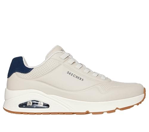 Image of Skechers Men's Uno Tailored Air Sneaker, Natural Duraleather/Blue Suede, 9 UK