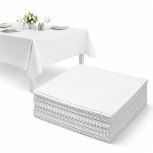 Image of Sabco - 25pcs Disposable Paper Tablecloths For Parties - Disposable Tablecloths For Parties & Catering - Ideal Tablecloth For Restaurants. Square White Table Cloth - White Table Cover