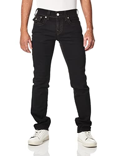 Image of True Religion Men's Ricky Big T Straight Leg Jean with Back Flap Pockets, 2sb Body Rinse Black, 42