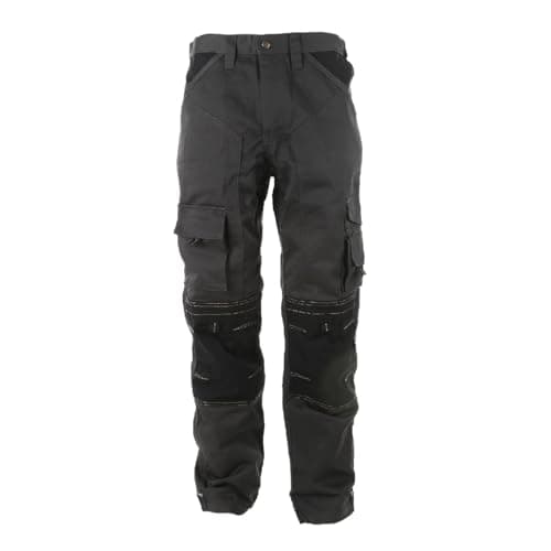 Image of Apache Workwear Men's Site Trousers | APKHT Polycotton Holster Trouser | Grey/Black 36W x 31L | Cordura Side Cargo Pocket | Low Rise Comfort Waist | Reinforced Hem Knee Pad and Phone Pocket