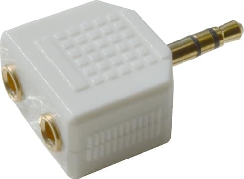 Image of rhinocables Headphone Jack Splitter WHITE 3.5mm Jack Plug to 2x 3.5mm Jack Sockets Stereo Adaptor Dual Splitter