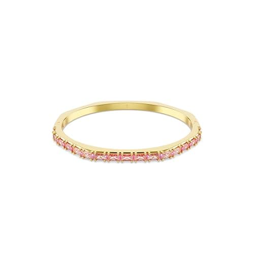 Image of Swarovski Matrix Octagonal Bangle Bracelet, Pink Baguette-Cut Crystals in a Gold-Tone Finished Setting, Size L, Part of the Matrix Collection