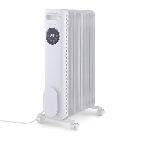 Image of Morphy Richards HeatFlux Digital Oil Filled Radiator 2000W, Remote Control, 20m2 Coverage, LED Digital Touch Panel, Eco Mode, Personalised Warmth, Timer, Auto Switch Off, Cord Storage, White, 827751
