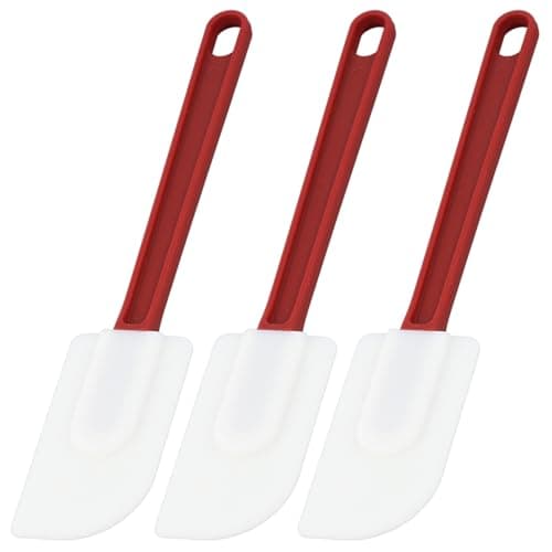 Image of 3 Pack Silicone Rubber Spatula Set, 9.5 Inch Heat Resistant Commercial Grade Spatulas for Cooking, Baking and Mixing, Flexible Non-Stick Kitchen Spatulas for Scraping Bowls, Stirring, and Spreading