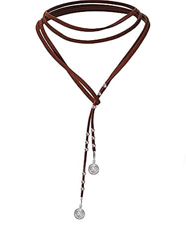Image of Kercisbeauty Boho Brown Wrap Velvet Choker Long Chain Tassels Necklace for Women and Girls, 155cm/61in, Alloy Steel, No Gemstone