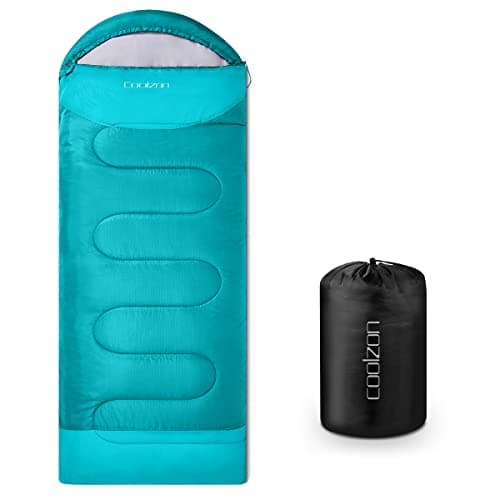 Image of Coolzon Outdoor Sleeping Bag for Camping, for 3-4 Seasons, Adult Blanket, Small Packed Size, Ultralight Carry Bag, Soft, Thick and Warm, for Outdoor Camping, Travel, Hiking, Blue