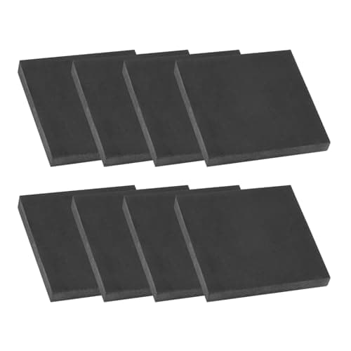 Image of PATIKIL Rubber Solid Anti-Vibration Pads, 8 Pcs 80mm x 10mm Thick Rubber Square Washers Multi-Purpose Gasket Pad Bushings Spacer for HVAC Compressor Air Conditioner, Black