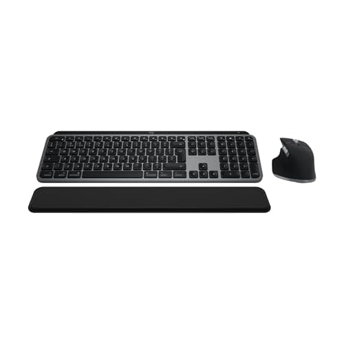 Image of Logitech MX Keys S Combo for Mac, Wireless Keyboard and Mouse With Palm Rest, Backlit Keyboard, Fast Scroll Wireless Mouse, Bluetooth USB C MacBook Pro, Macbook Air, iMac, iPad, QWERTY UK - Space Grey