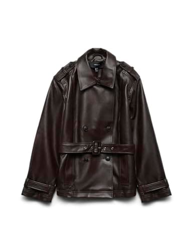 Image of VERO MODA Vmgabby Women's Short Coated Jacket Boo Vmgabby Short Coated Jacket Boo (Pack of 1), chocolate cake, x_s