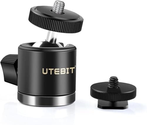 Image of Tripod Ball Head, UTEBIT 360° Swivel Mini Ball Head with 1/4 Hot Shoe Mount for DSLR Cameras, Monitor, Tripods, Monopods, Light Stand, Max Load 3kg/6.6lbs