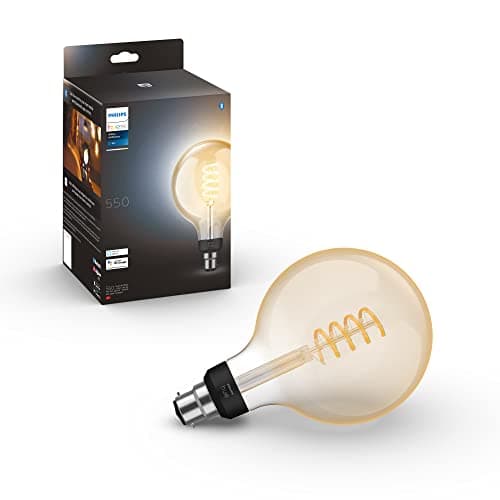 Image of Philips Hue White Ambiance Filament Single Smart LED Large Globe [B22 Bayonet Cap] - 550 Lumens. Works with Alexa, Google Assistant and Apple Homekit