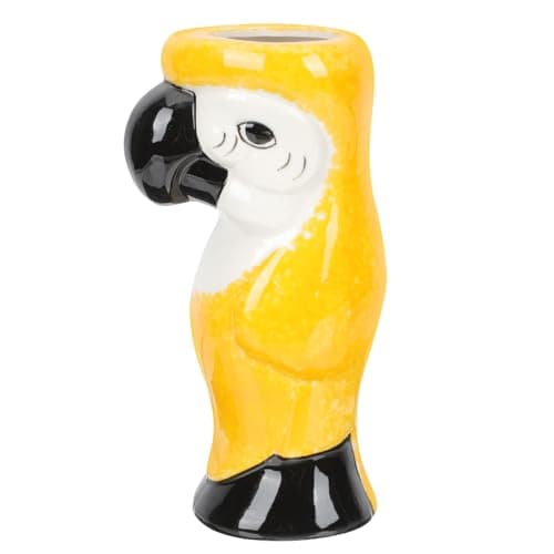 Image of NULYLU Yellow Porcelain Parrot Shape Tiki Mug Cocktail Drinking Cup Craftsmanship for Hawaii Party Decoration and Festival Use
