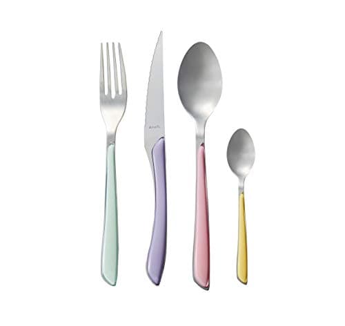 Image of Amefa ECLAT Pastels 16 Piece Cutlery Set for 4 – 4 Pastel Colours – Mix & Match Coloured Handles – 18/0 Stainless Steel – Modern Cutlery with Mint, Lilac, Pink & Yellow Handles