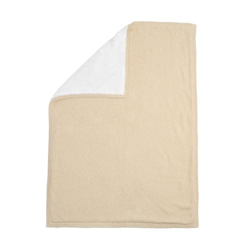 Image of Clair de Lune Organic Knit Sherpa Baby Soft & Cosy Pram/Car Seat Blanket 70 x 100 cm (Cream)