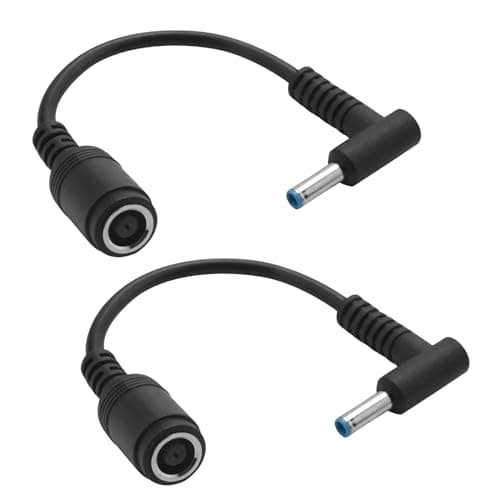 Image of Herfair Laptop Power Adapter Cable, 7.4mm x 5.0mm Female to 4.5mm x3.0mm Angled Male Converter Cord AC Power Supply Wire for Envy/Elitebook/Probook/Stream/Spectre/Pavilion Laptops (Pack of 2)