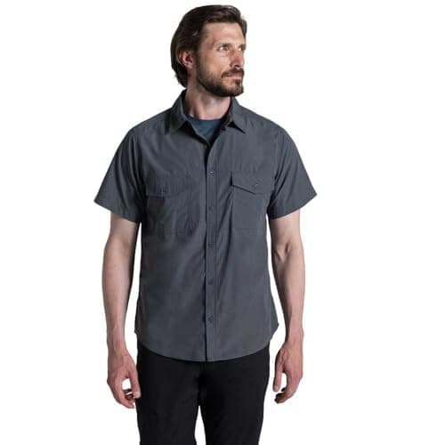 Image of Craghoppers Mens Kiwi II Short Sleeve Hiking Shirt, Dark Grey, XXL EU
