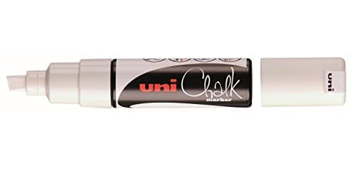 Image of UNI CHALK PWE-8K FL WHITE MARKER CHISEL TIP 8.0mm - Single Marker