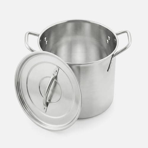 Image of Winsome Stainless Steel Stock Pot with Lid - 8 litres - Bottom Deep Stew Sauce Soup Pasta Cooking Pot Home Brew Boiling Pot Set