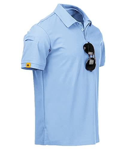 Image of JACKETOWN Men Polo Shirt Short Sleeve Breathable Tennis Shirt Summer Tshirts Men Button Front Polo Shirts for Men Adult Casual Sport Shirt Basic Regular-Fit Golf Shirt(Moonblue-2XL)