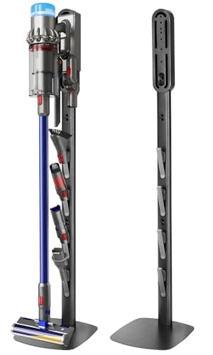 Image of Vacuum Stand Holder for Dyson Gen5 V8 V15 V12 V11 V10 V7 V6, FrontLine Stable Metal Storage No-Drill Wall Floor-Standing, Space-Saving Organizer with 4 Hooks for Dyson Cordless Vacuum & Accessories