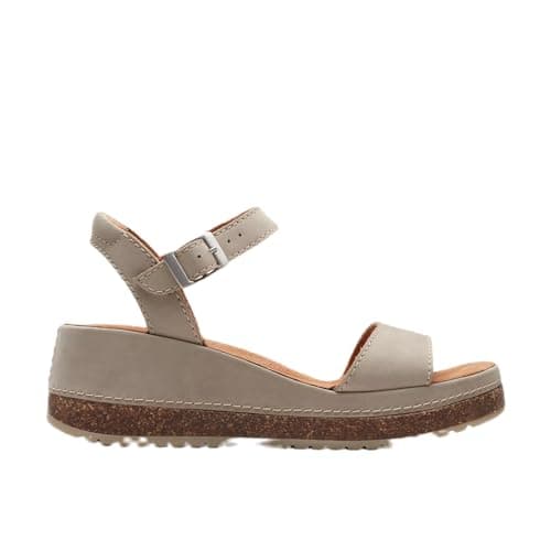 Image of Clarks Women's Kassanda Lily Wedge Sandal, Stone Nubuck, 5.5 UK Wide