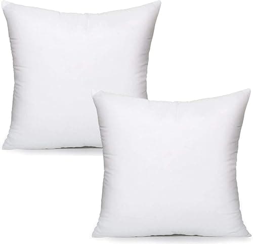 Image of Pack of 2 (45 x 45 cm) Hollowfibre 18" Inch Square Cushion Pad Insert Inner Fillers Anti-Allergy Bounce Back Square Cushions