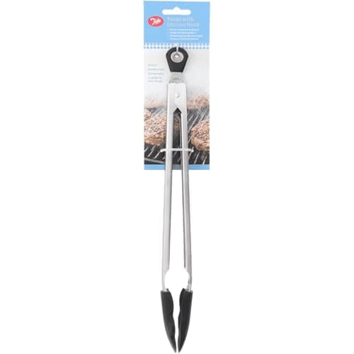 Image of Tala Stainless Steel Serving Tongs with Silicone Head, 30cm BBQ Kitchen Tongs, Heat Resistant, Non-Slip Grip, Black