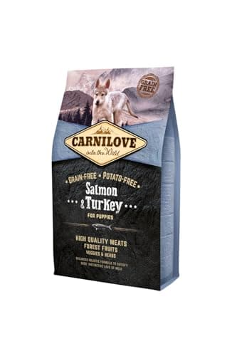 Image of Carnilove Salmon & Turkey Dry Food for Puppies, Grain Free, Potato Free, Wild-Origin Meats, Contains Vitamins B3 and B6, for All Breed Sizes, 1.5 kg