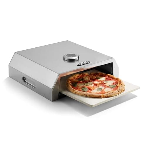 Image of VonHaus BBQ Pizza Oven Outdoor – Stone Included, for Charcoal & Gas Barbecue Grills – Stainless Steel, Temperature Gauge, Carry Handles – For up to 12” Pizzas – Can Also Smoke Meat, Fish & Veg
