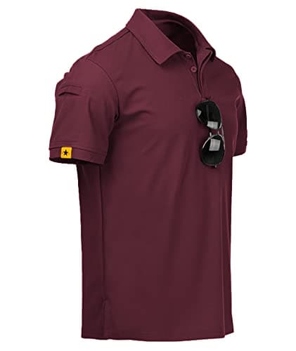 Image of JACKETOWN Men's Polo Shirt - Short Sleeve Breathable Tennis Shirt - Summer T-Shirt - Button Front Polo - Adult Casual Sport Golf Shirt (Wine Red-XL)