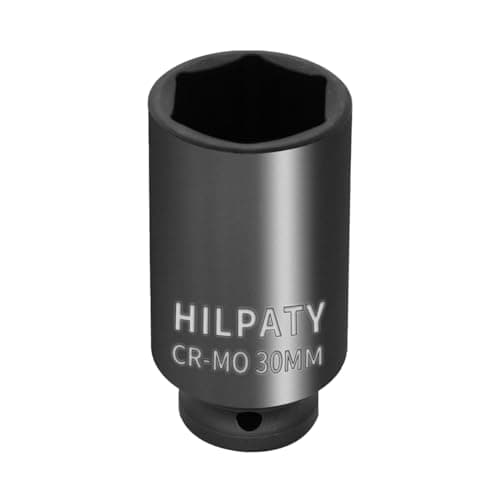Image of Hlipaty Impact Socket 30mm, 1/2" Square Drive 6 Point Cr-Mo Deep Socket, 78mm Length