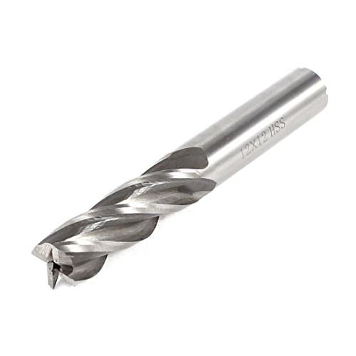 Image of sourcingmap 12mmx12mmx40mmx85mm Machining Cutting Tool Helical Groove 4 Flute Straight Shank Milling Cutter End Mill