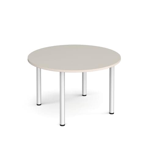 Image of Mr Office Circular radial leg meeting table - silver legs, Light Grey, 1200