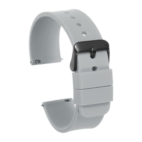 Image of sourcing map Silicone Watch Band 16mm Width Quick Release Soft Rubber Replacement Watch Strap with Black Stainless Steel Buckle for Men Women, Grey