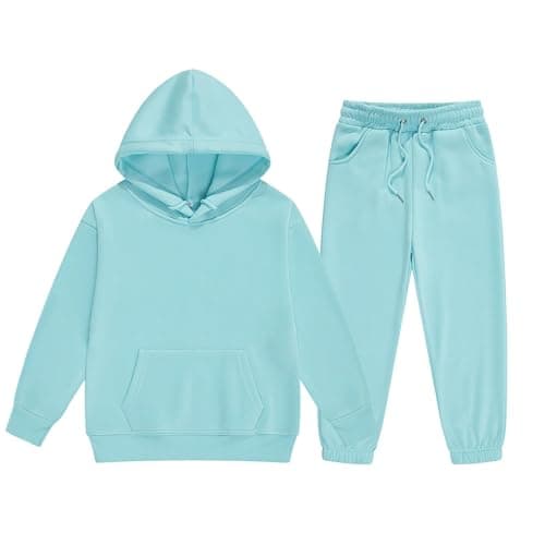 Image of Kids Tracksuit Girls Kids Sportswear Set Long Sleeve Hoodie Sweatshirt and Trousers Pants Set for Girls Children's Winter Sport Running Walking Track Suit Clothing Sets Age 2-13 (Blue, 6-7 Years)