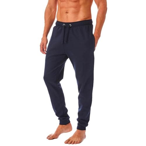 Image of Iron Mountain Mens Joggers – Fleece Jogging Bottoms for Men, Lightweight Cuffed Sweatpants with Drawstring Waist, Casual Gym & Lounge Tracksuit Bottoms (Navy, M)