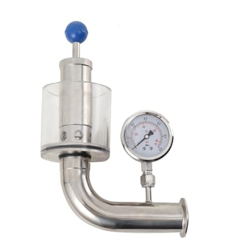 Image of TABODD 1.5 Tri Clamp 0.2-2.2 Bar Adjustable Pressure Relief Safety Valve, Sanitary SUS 304 Safety Valve with Pressure Gauge for Beer Fermenter