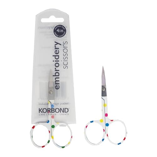 Image of Korbond Polkadot Embroidery And Needlework Scissors 4 Inch – Fine Pointed, Sharp, Precise - Professional Scissors, Household Scissors, Fabric Scissors, Paper Scissors