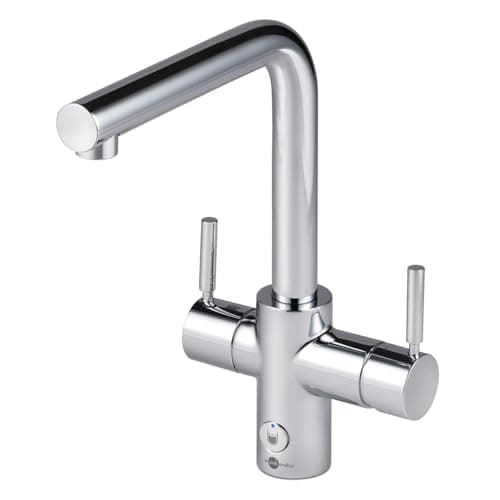 Image of InSinkErator 4 in 1 L-Shape Kitchen Sink Mixer Tap, Water Filter Tap & NeoTank, Instant Hot, Cold, Filtered & Near-Boiling Water Faucet, Chrome