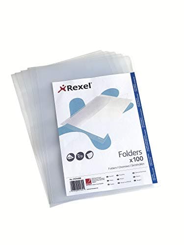 Image of Rexel Economy A4 Document Folder, Clear Embossed, 100mic, Cut Flush, Pack 100, 21674090