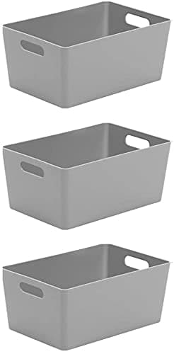 Image of Wham Bam 4.02 Cool Grey Plastic Studio Storage Office Home & Kitchen Tidy Organiser 25.5 x 17 x 11cm (3 Baskets)
