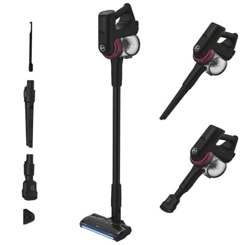 Image of Hoover Cordless Stick Vacuum Cleaner, HF4 with Anti Twist Bar to Prevent Hair Wrap, Flexible Steering, 30 mins run-time, Lightweight, LED Lights, Black & Purple [HF410H]