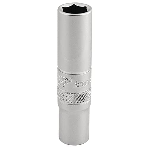 Image of Draper 16528 1/4 Inch Square Drive 6 Point Metric Deep Socket, 8mm, Blue