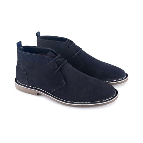 Image of Catesby England Sahara Suede Leather Desert Boots Men Extra Padded Casual Chukka Boots Men, Navy, UK 10