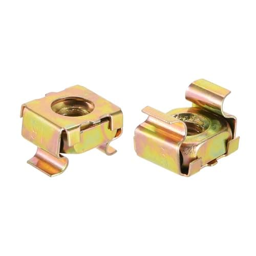 Image of sourcing map M6 Cage Nuts for Server Rack Cabinet, Carbon Steel Yellow Zinc Plated, Pack of 50
