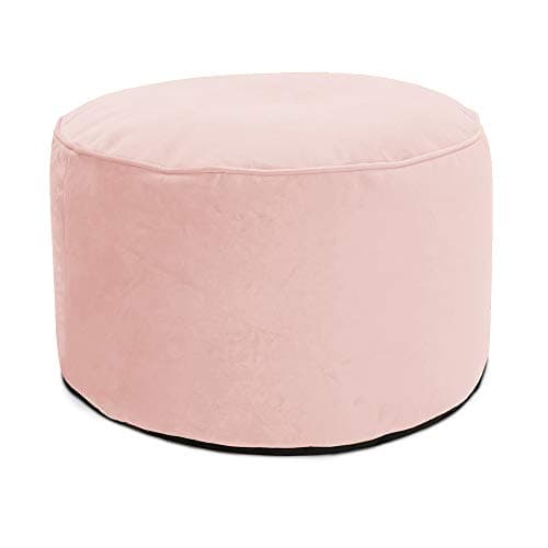 Image of rucomfy Beanbags Luxury Round Velvet Pouffe Bean Bag - Large Footstool Ottoman for Living Room or Bedroom - Lightweight & Durable - W55cm x H38cm - Pink