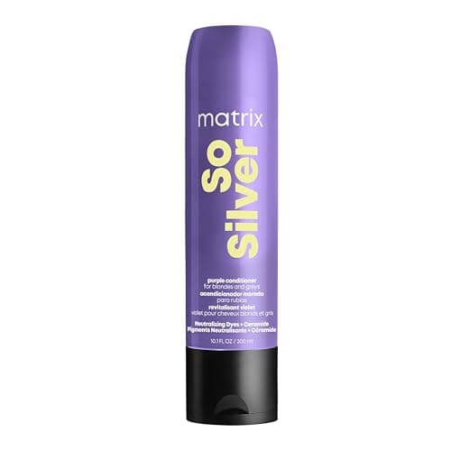 Image of Matrix So Silver Pigmented Purple Conditioner, Neutralises Unwanted Yellow Undertones and Illuminates Colour, 300ml, For Blonde, Platinum, Grey and Silver Hair